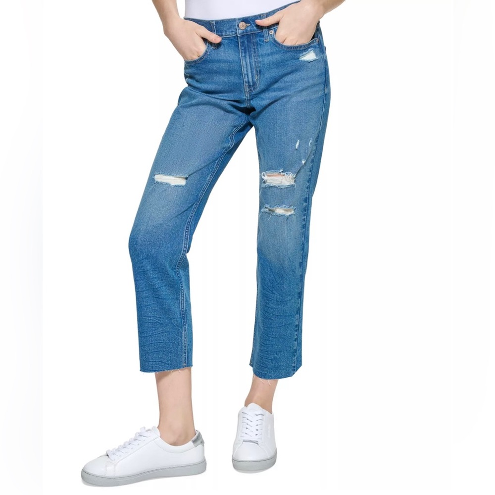 CALVIN KLEIN Petite High Rise Destructed Jeans-NWT